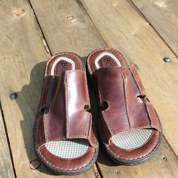 Born | Shoes | Born Mens Brown Leather Sandals Slip On  display picture 1